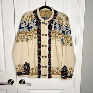 Dirdalstrikk Vintage Norwegian Nordic Wool Cardigan Sweater Fair Isle Size M